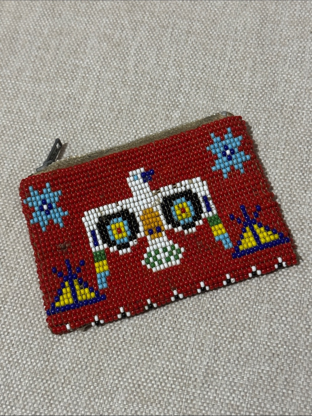 Vintage Beaded Mini Coin Purse-Red-Flawed